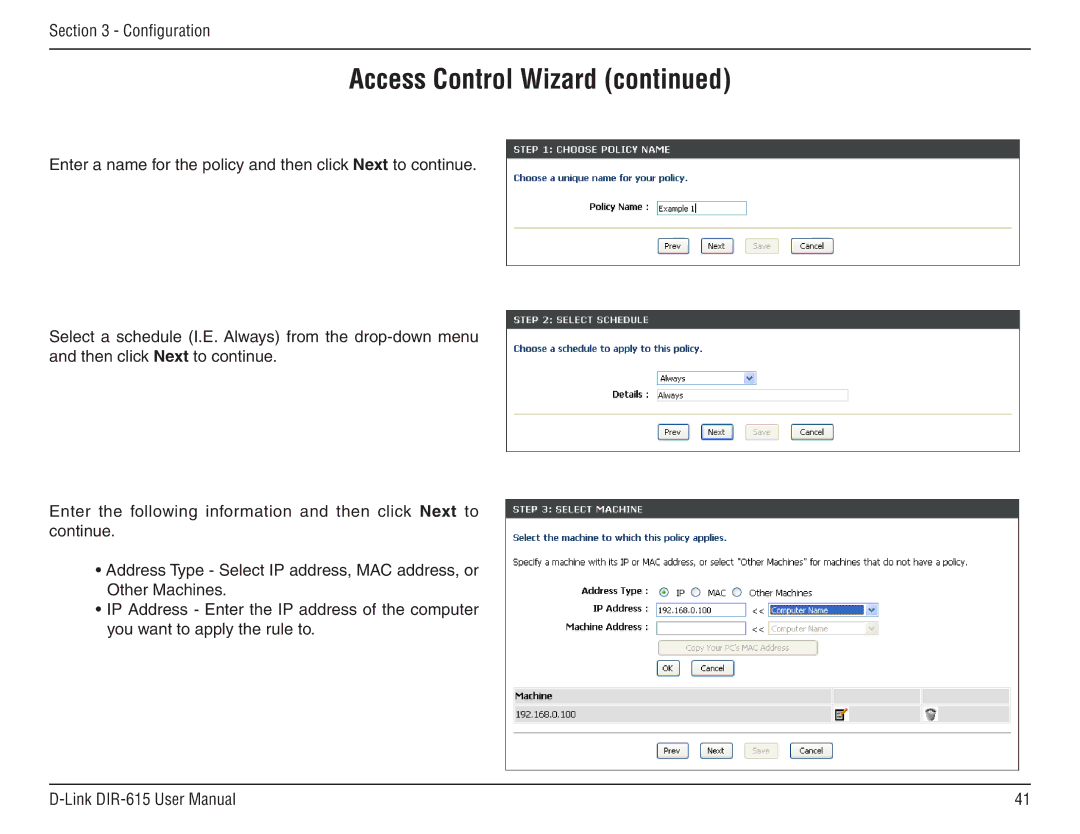 D-Link DIR-615 manual Access Control Wizard 