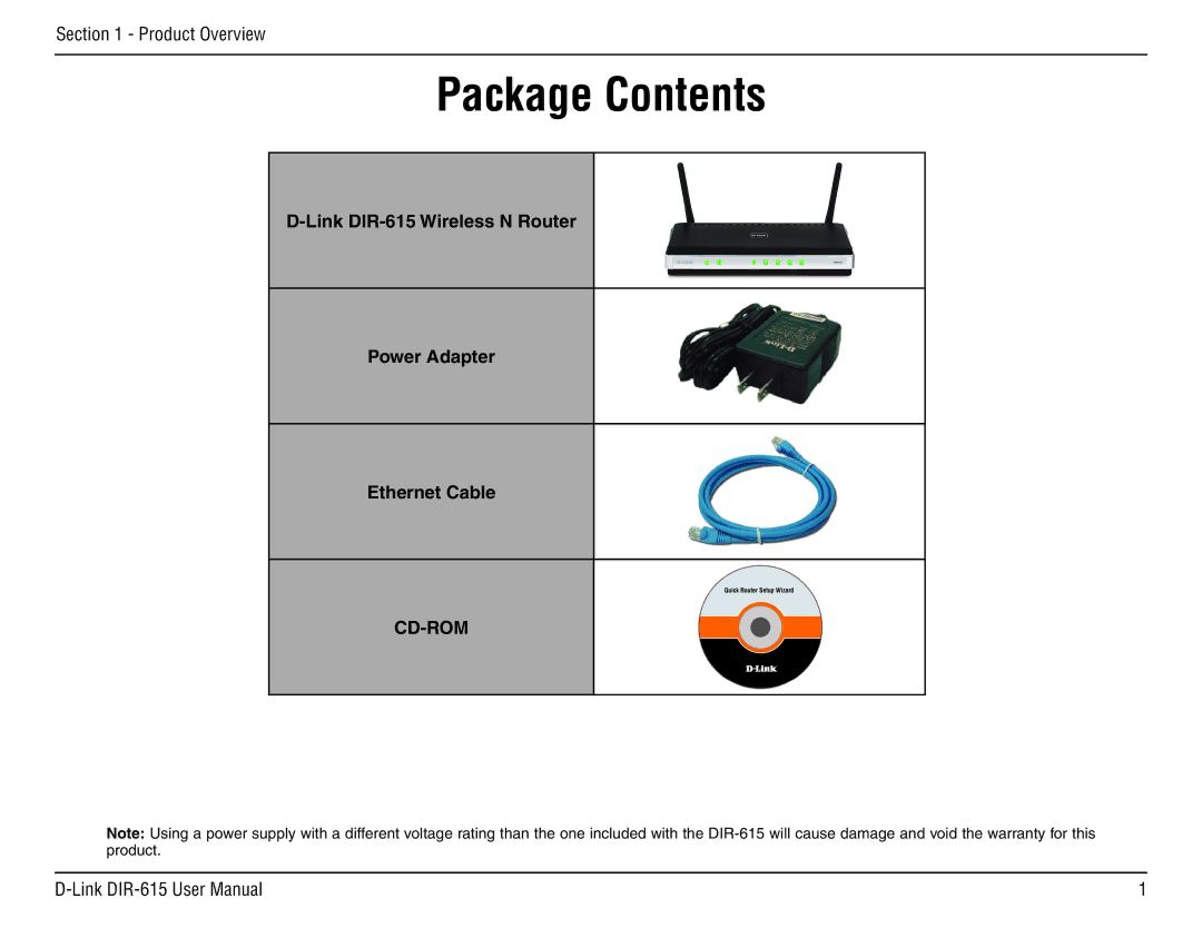 D-Link DIR-615 manual ProductPackageOverviewContents 