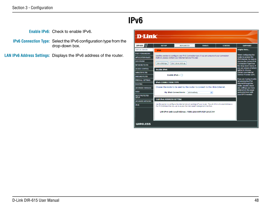 D-Link DIR-615 manual IPv6 