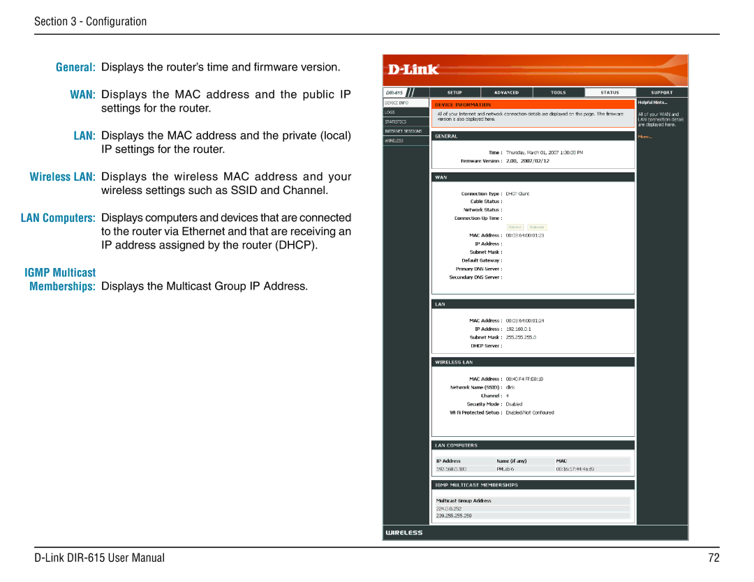 D-Link DIR-615 manual Igmp Multicast 