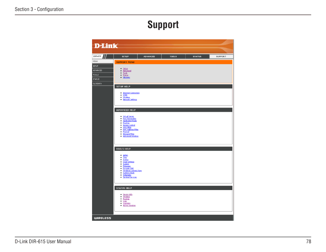 D-Link DIR-615 manual Support 