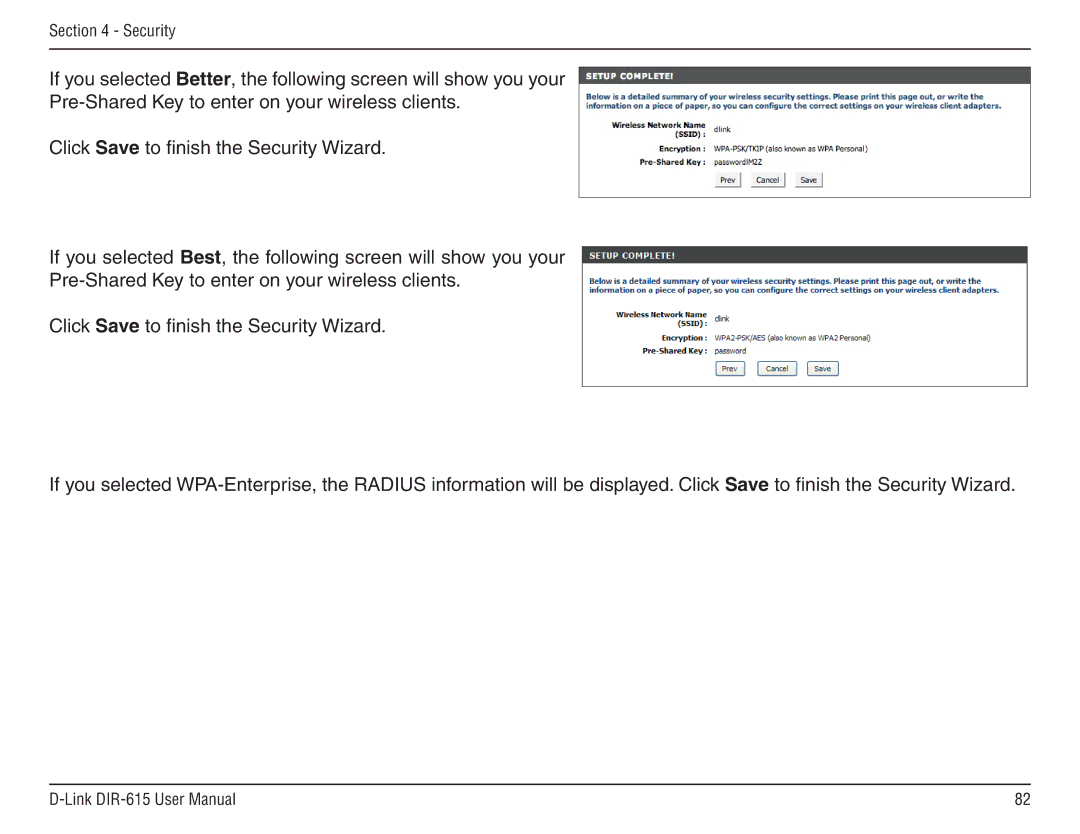 D-Link DIR-615 manual Security 