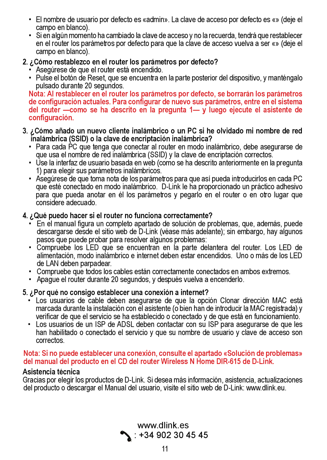 D-Link DIR-615 manual ¿Cómo restablezco en el router los parámetros por defecto? 