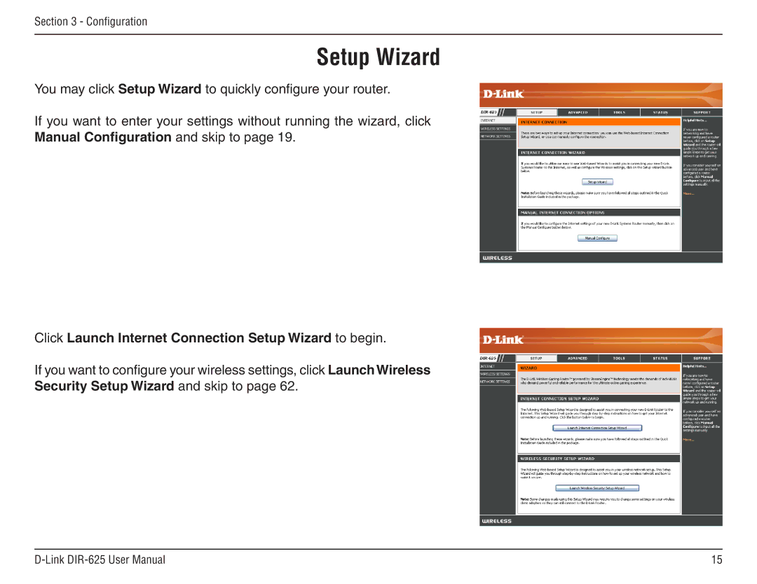 D-Link DIR-625 manual Click Launch Internet Connection Setup Wizard to begin 