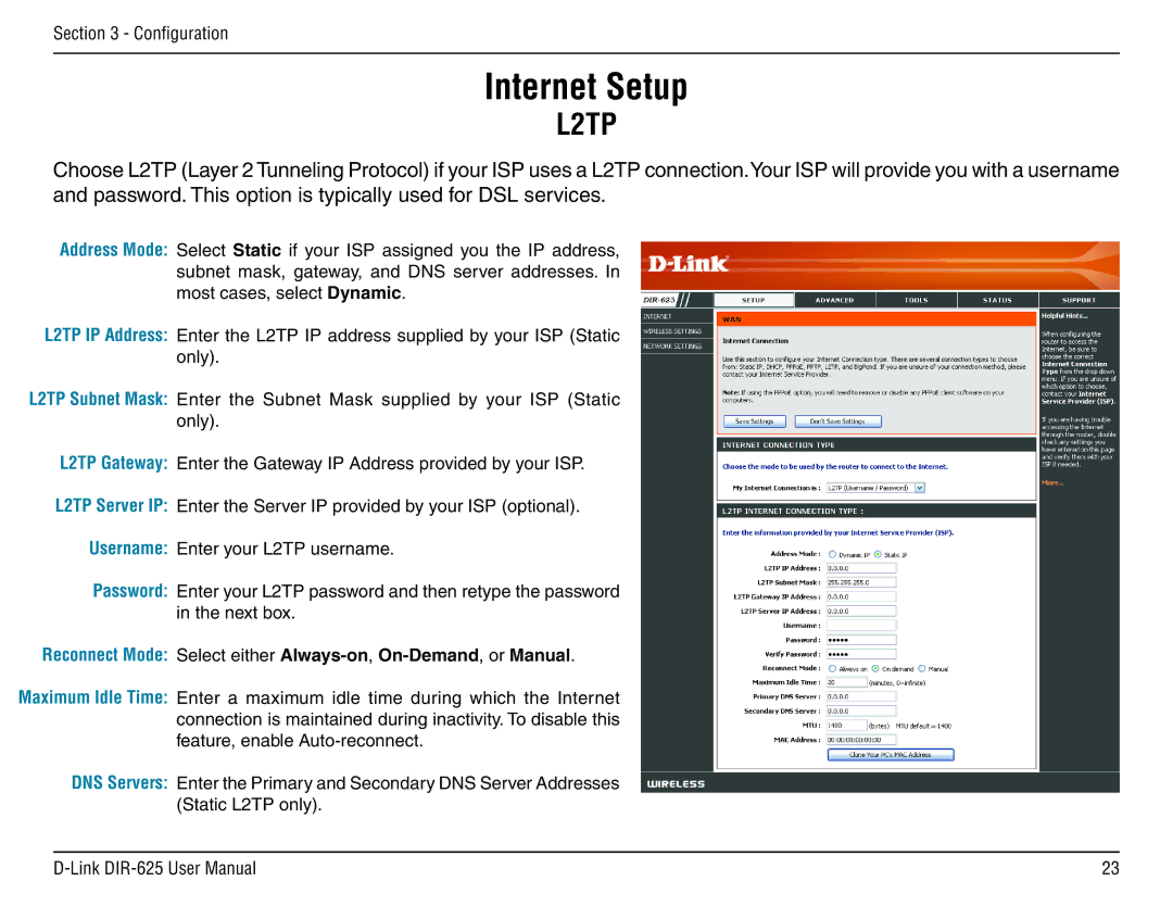 D-Link DIR-625 manual L2TP 