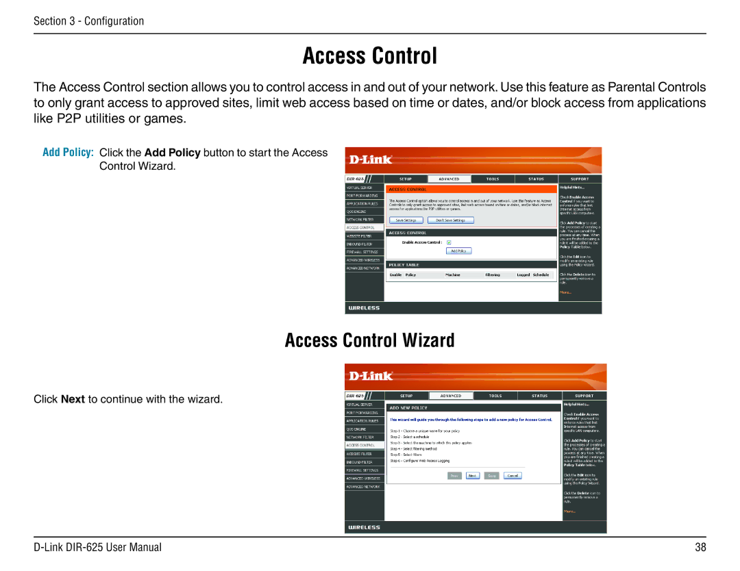 D-Link DIR-625 manual Access Control 