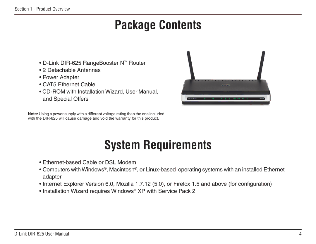 D-Link DIR-625 manual ProductPackageOverviewContents 