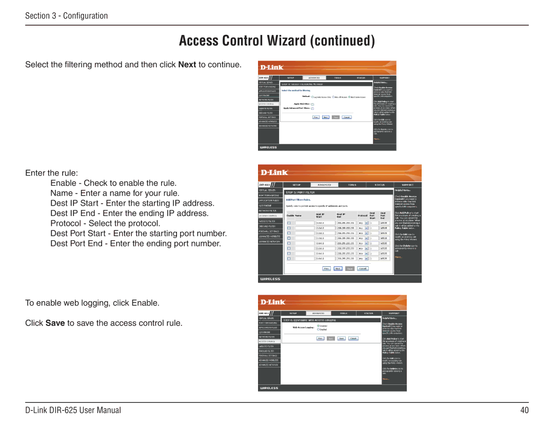 D-Link DIR-625 manual Access Control Wizard 