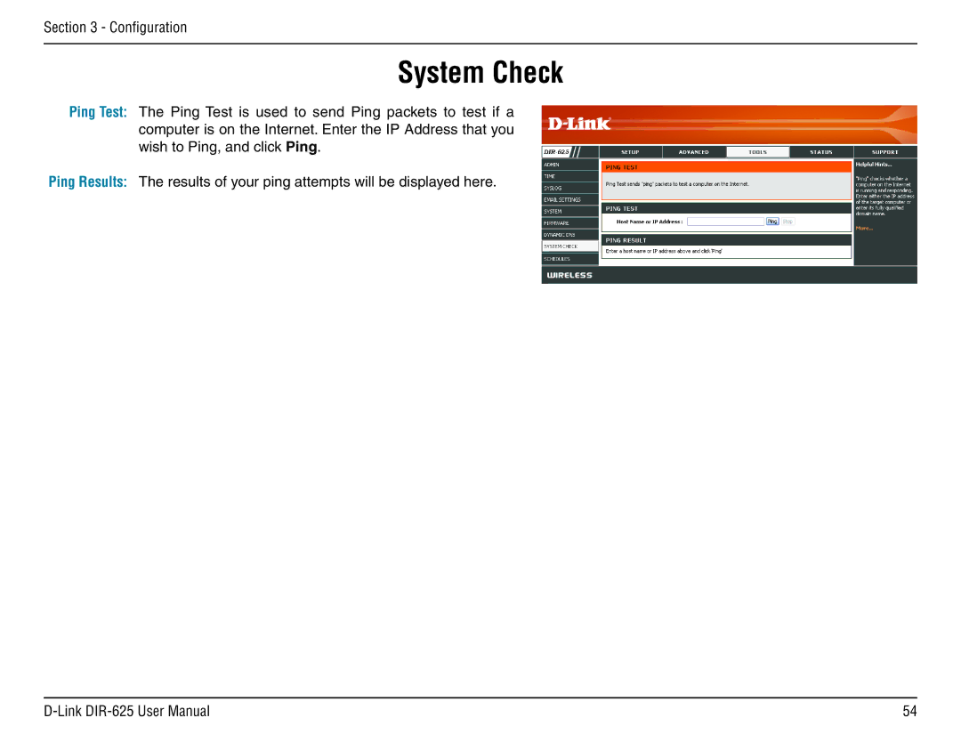 D-Link DIR-625 manual System Check 