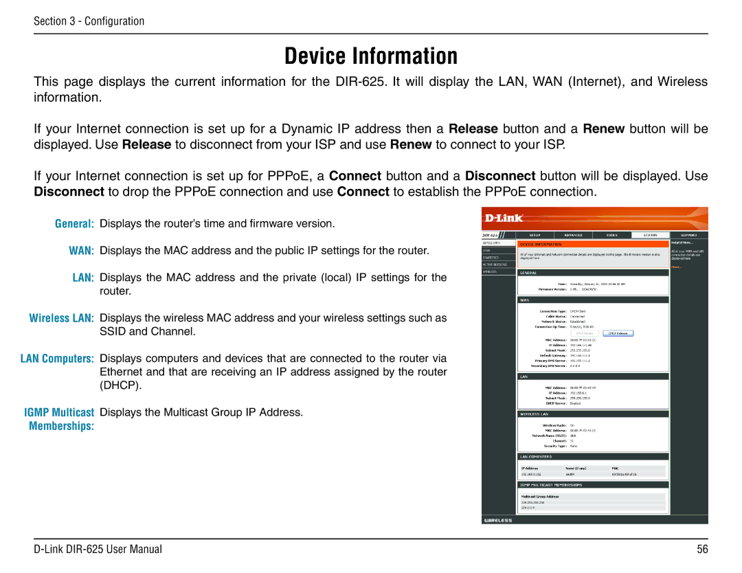 D-Link DIR-625 manual Device Information 