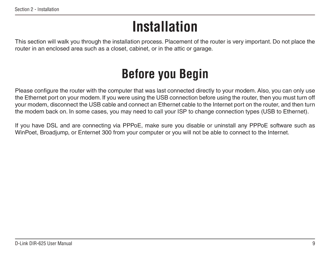 D-Link DIR-625 manual Installation, Before you Begin 