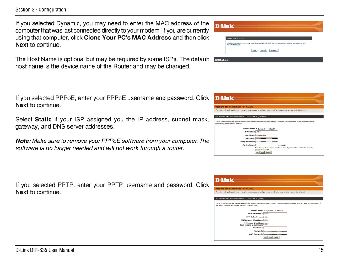 D-Link DIR-635 manual Configuration 