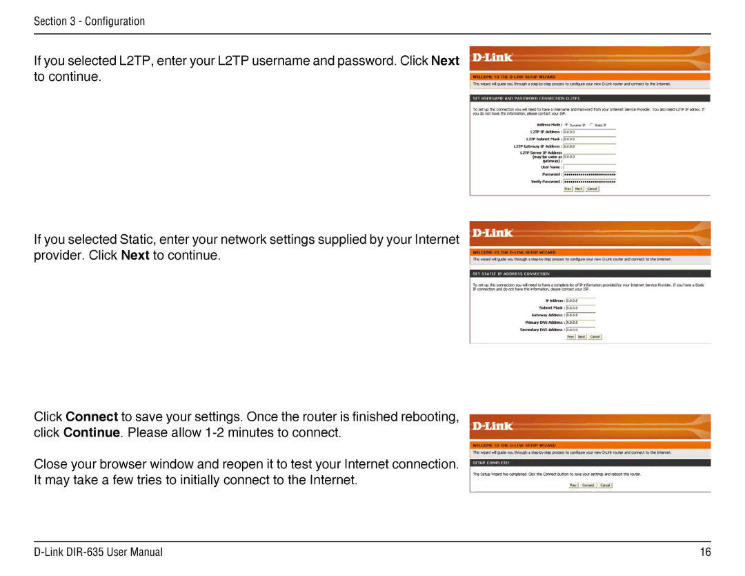 D-Link DIR-635 manual Configuration 