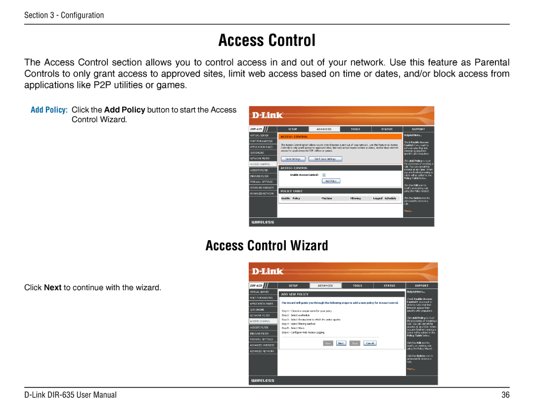 D-Link DIR-635 manual Access Control 