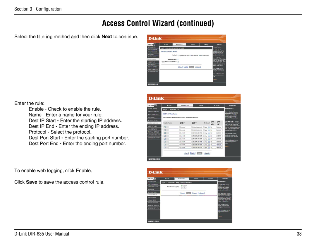 D-Link DIR-635 manual Access Control Wizard 