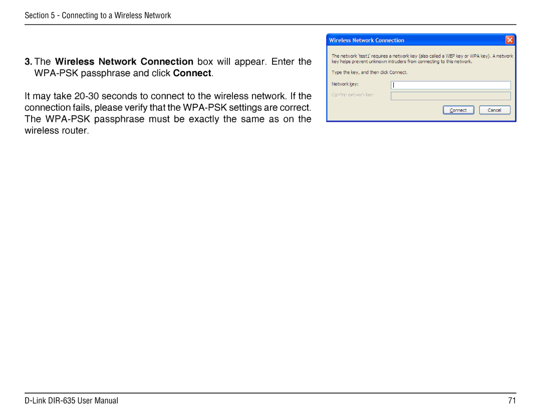 D-Link DIR-635 manual Connecting to a Wireless Network 