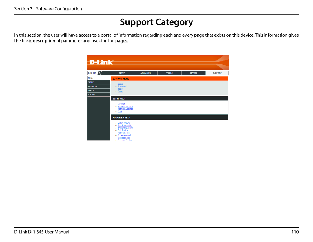 D-Link DIR-645 manual Support Category 