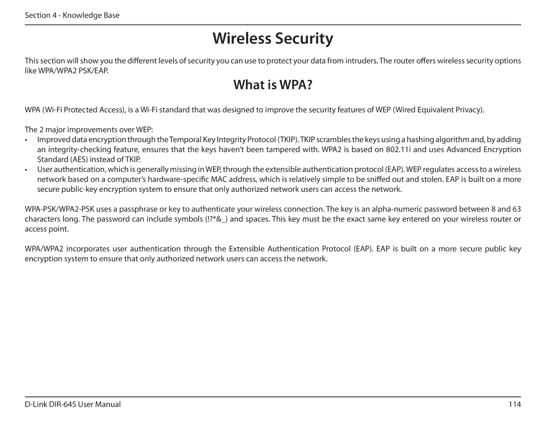 D-Link DIR-645 manual Wireless Security, What is WPA? 