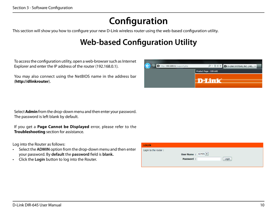 D-Link DIR-645 manual Web-based Configuration Utility 