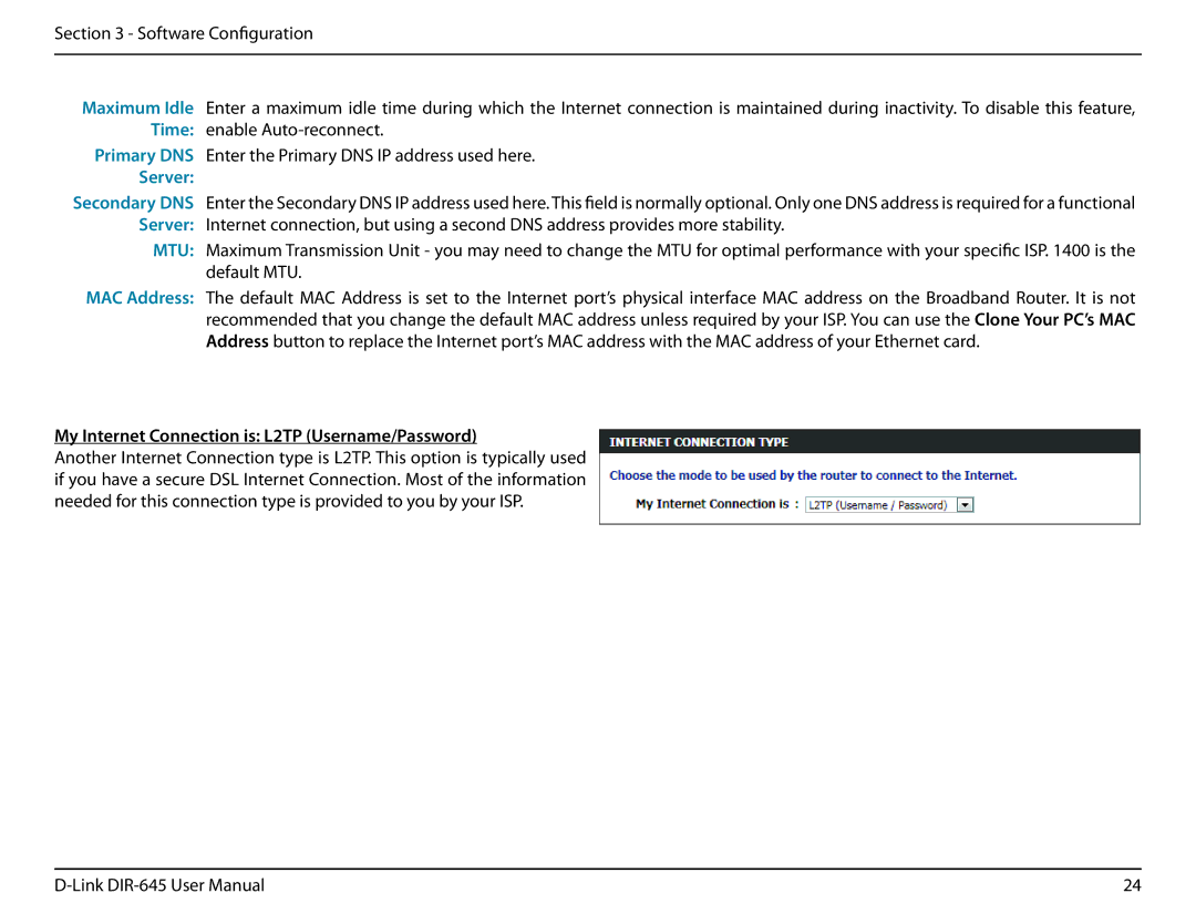 D-Link DIR-645 manual Server, My Internet Connection is L2TP Username/Password 