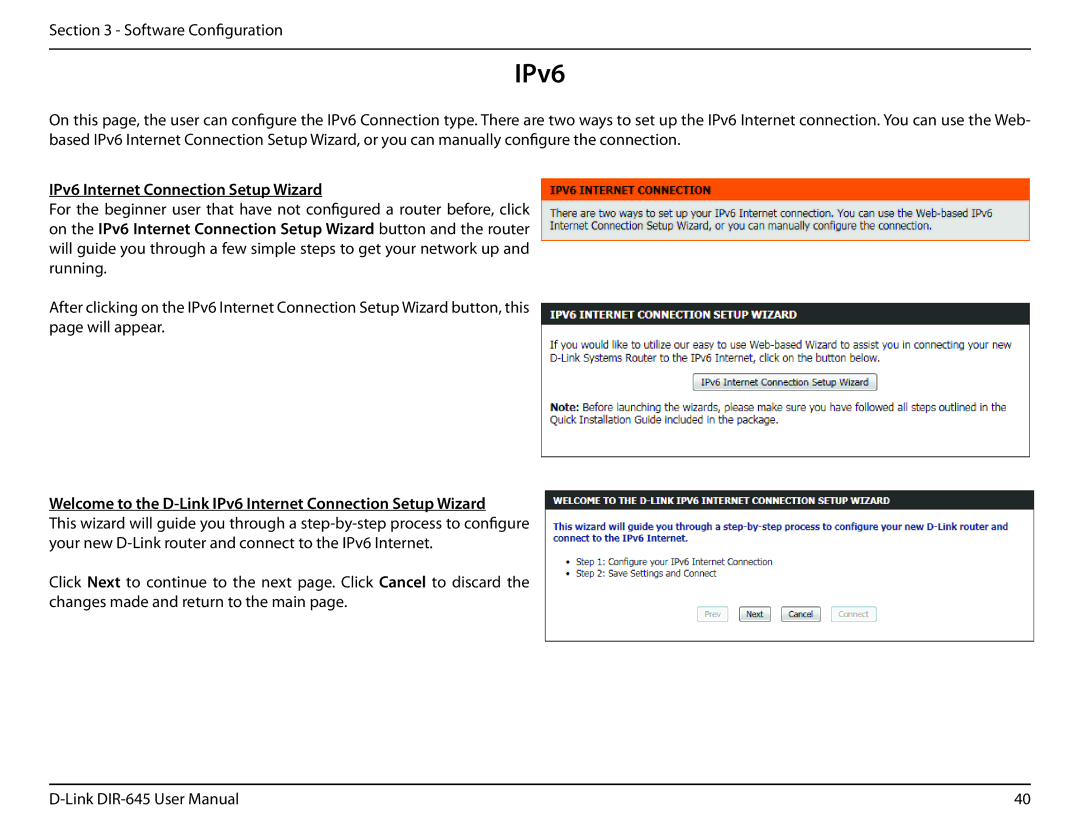 D-Link DIR-645 manual Welcome to the D-Link IPv6 Internet Connection Setup Wizard 