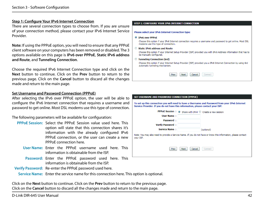 D-Link DIR-645 manual Set Username and Password Connection PPPoE 