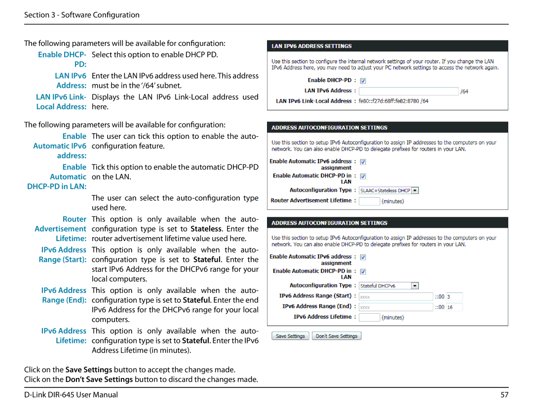 D-Link DIR-645 manual Automatic IPv6, Address Enable, Router, Advertisement, Lifetime, IPv6 Address, Range Start 