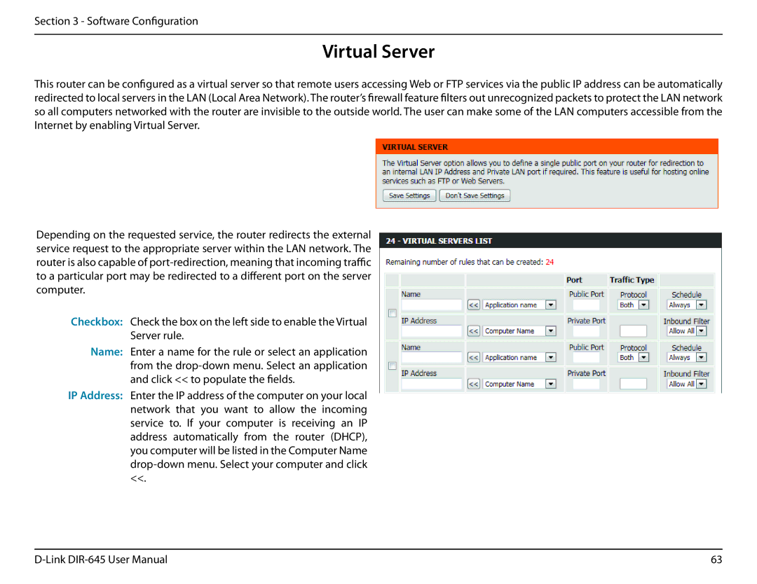 D-Link DIR-645 manual Virtual Server 