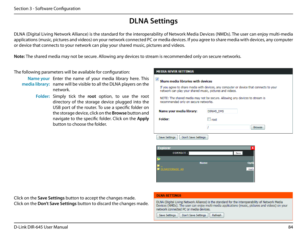 D-Link DIR-645 manual Dlna Settings 