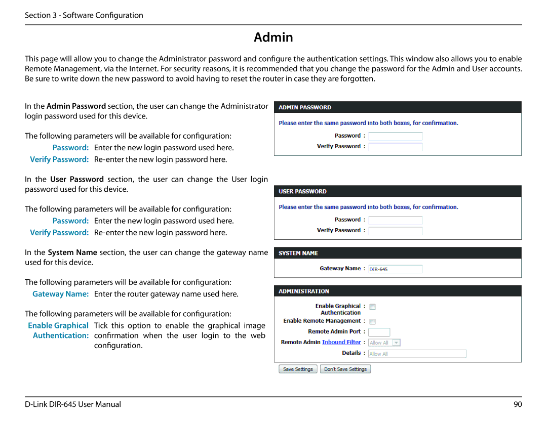 D-Link DIR-645 manual Admin 