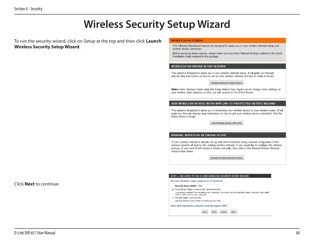 D-Link DIR-651 manual Wireless Security Setup Wizard 