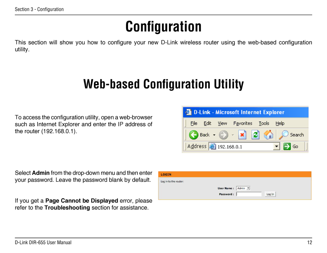 D-Link DIR-655 manual Web-based Configuration Utility 