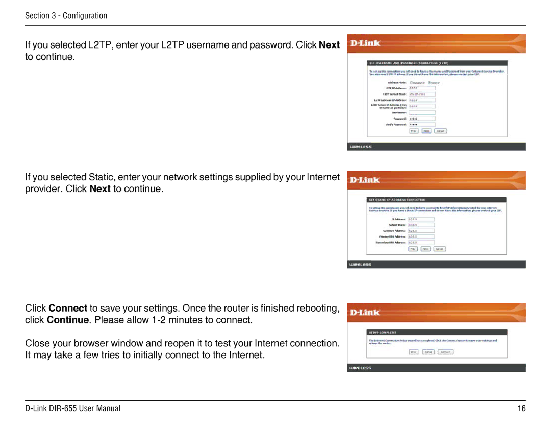 D-Link DIR-655 manual Configuration 