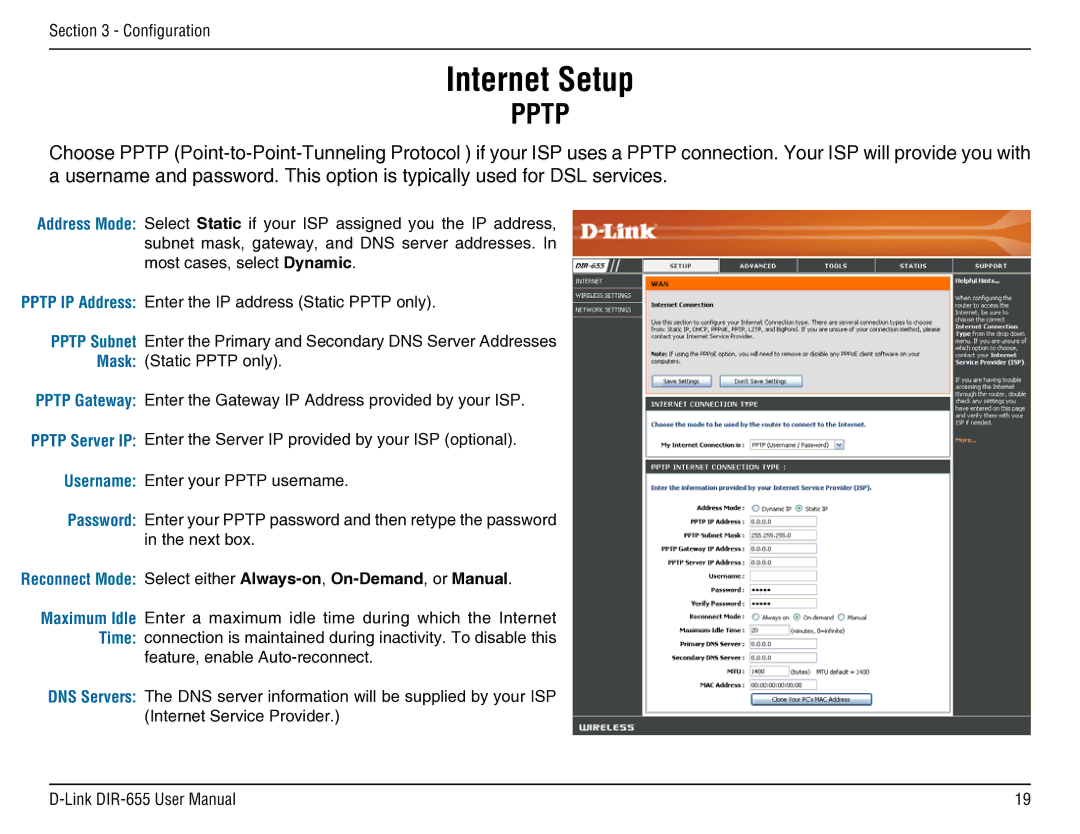 D-Link DIR-655 manual Pptp 