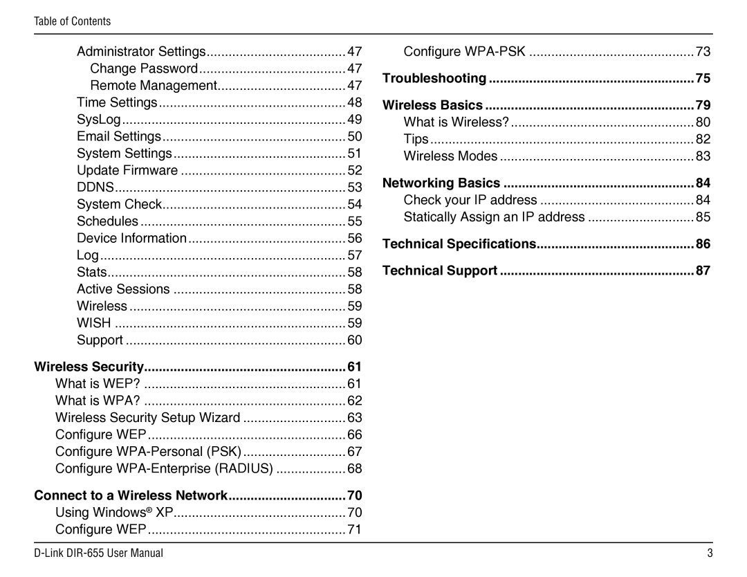 D-Link DIR-655 manual Wireless Security, Troubleshooting Wireless Basics, Networking Basics, Technical Support 