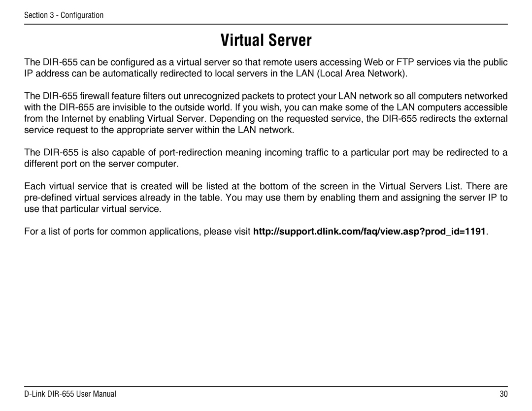 D-Link DIR-655 manual Virtual Server 