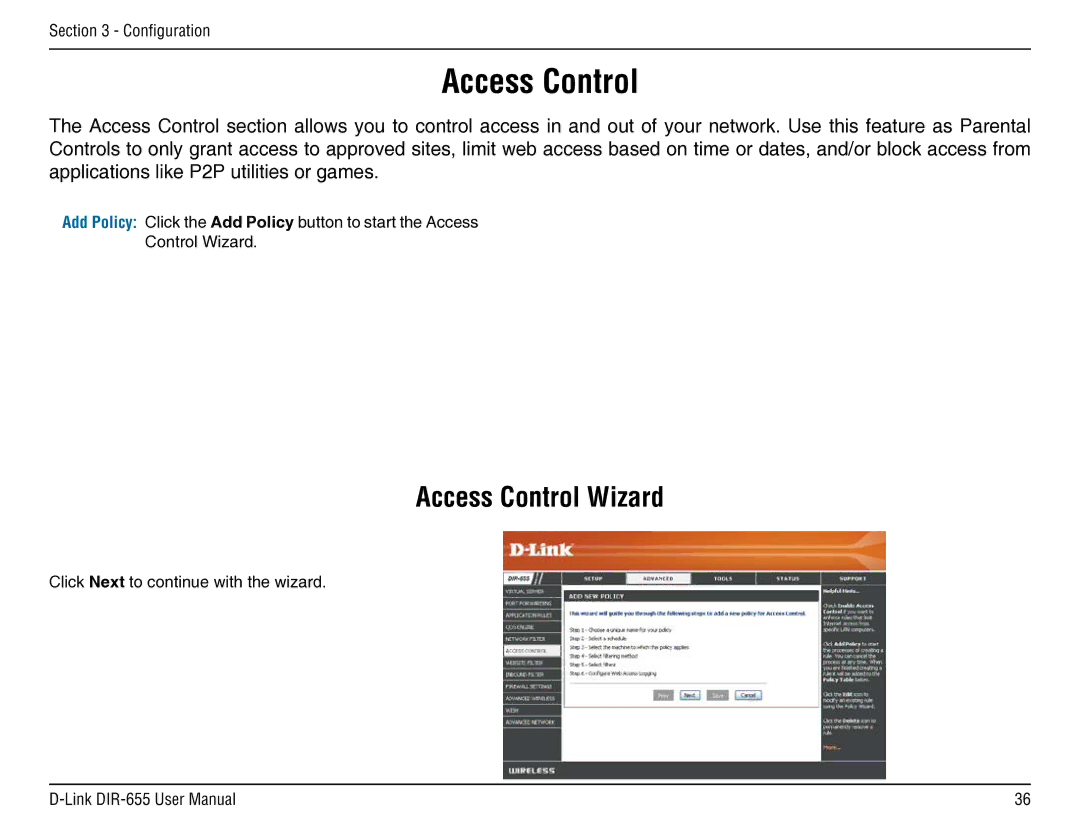 D-Link DIR-655 manual Access Control 