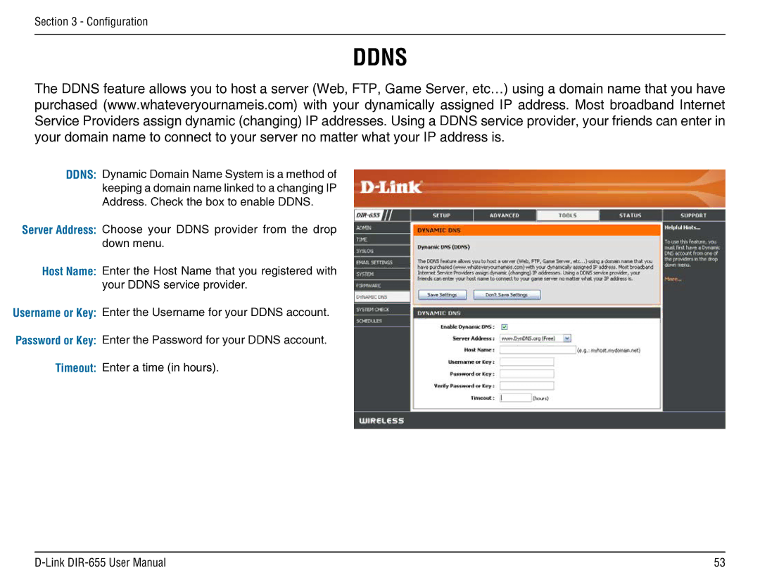 D-Link DIR-655 manual Ddns 