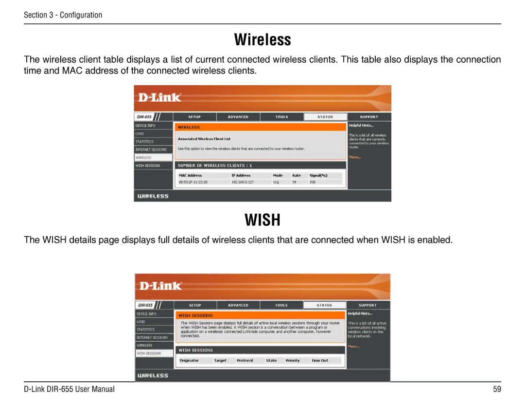 D-Link DIR-655 manual Wireless, Wish 