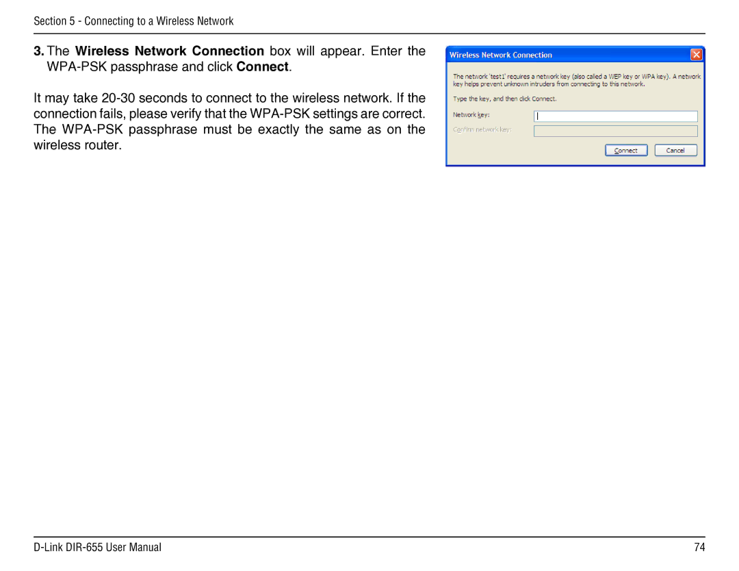 D-Link DIR-655 manual Connecting to a Wireless Network 