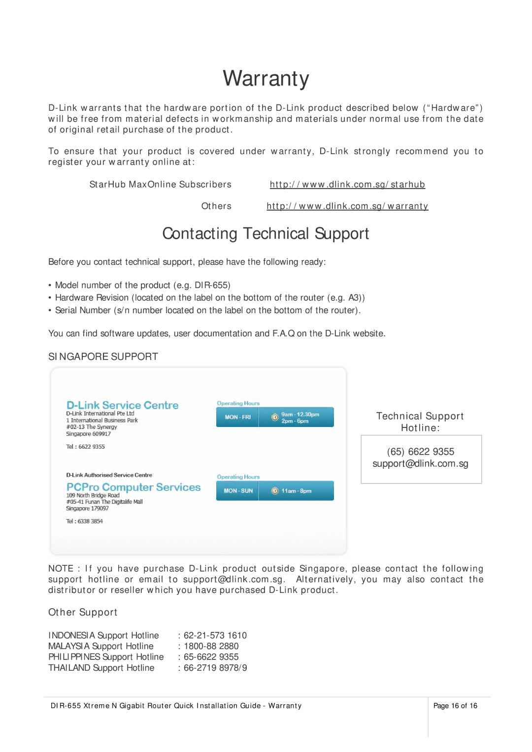 D-Link DIR-655 manual Warranty 