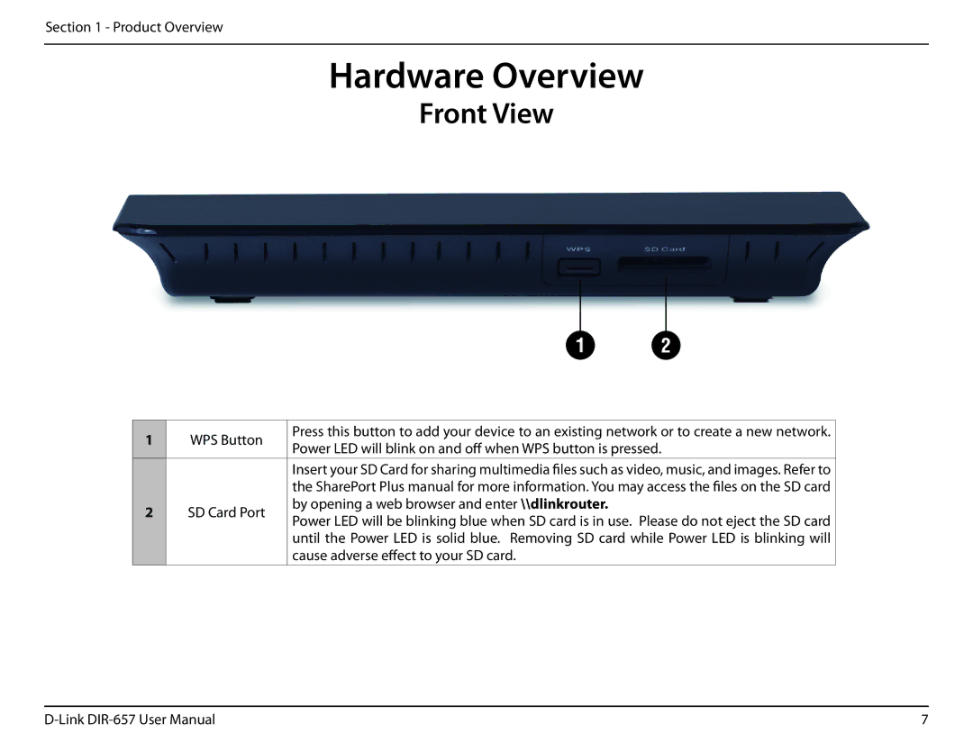 D-Link DIR-657 manual Front View 