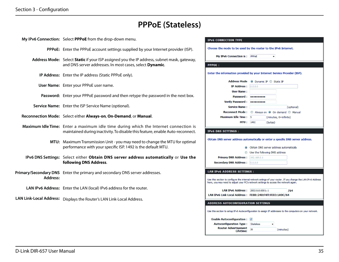 D-Link DIR-657 manual PPPoE Stateless 