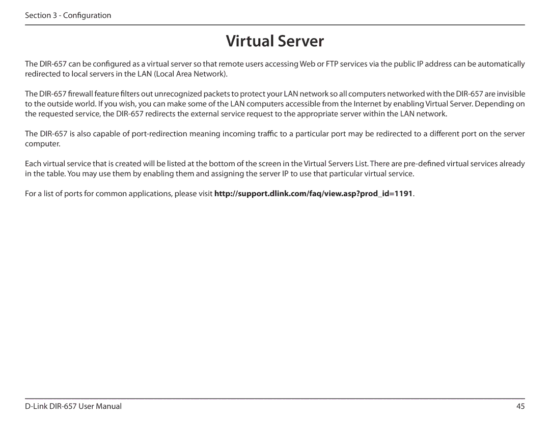 D-Link DIR-657 manual Virtual Server 