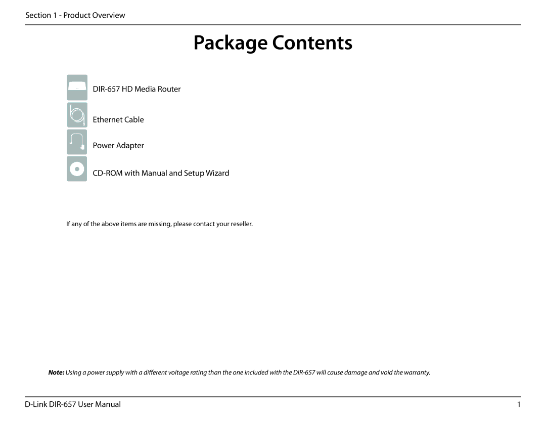 D-Link DIR-657 manual ProductPackageOverviewContents 