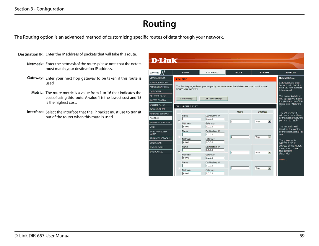 D-Link DIR-657 manual Routing 