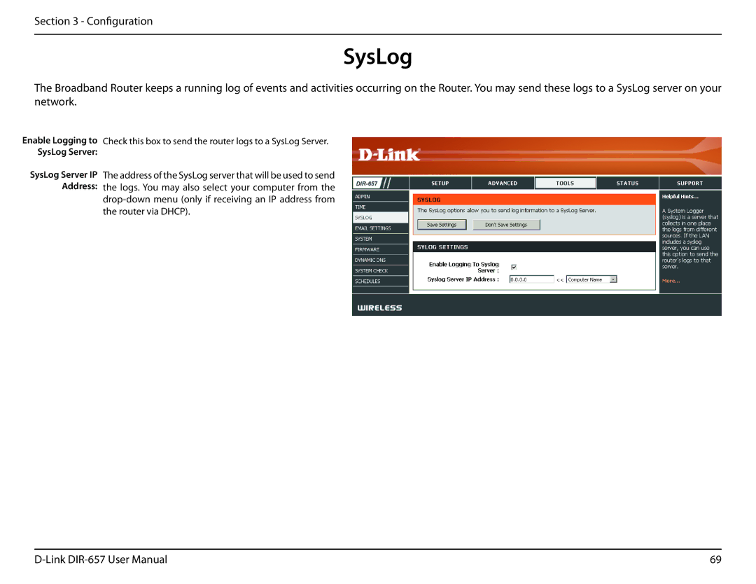 D-Link DIR-657 manual SysLog 