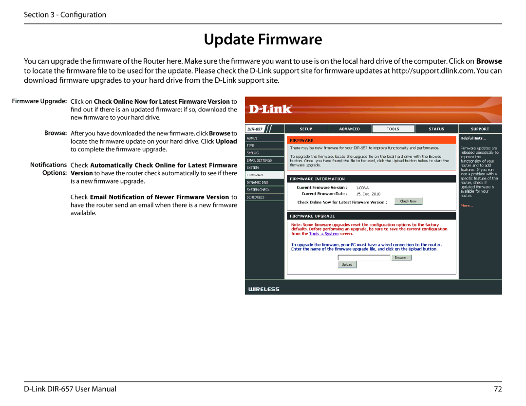 D-Link DIR-657 manual Update Firmware 