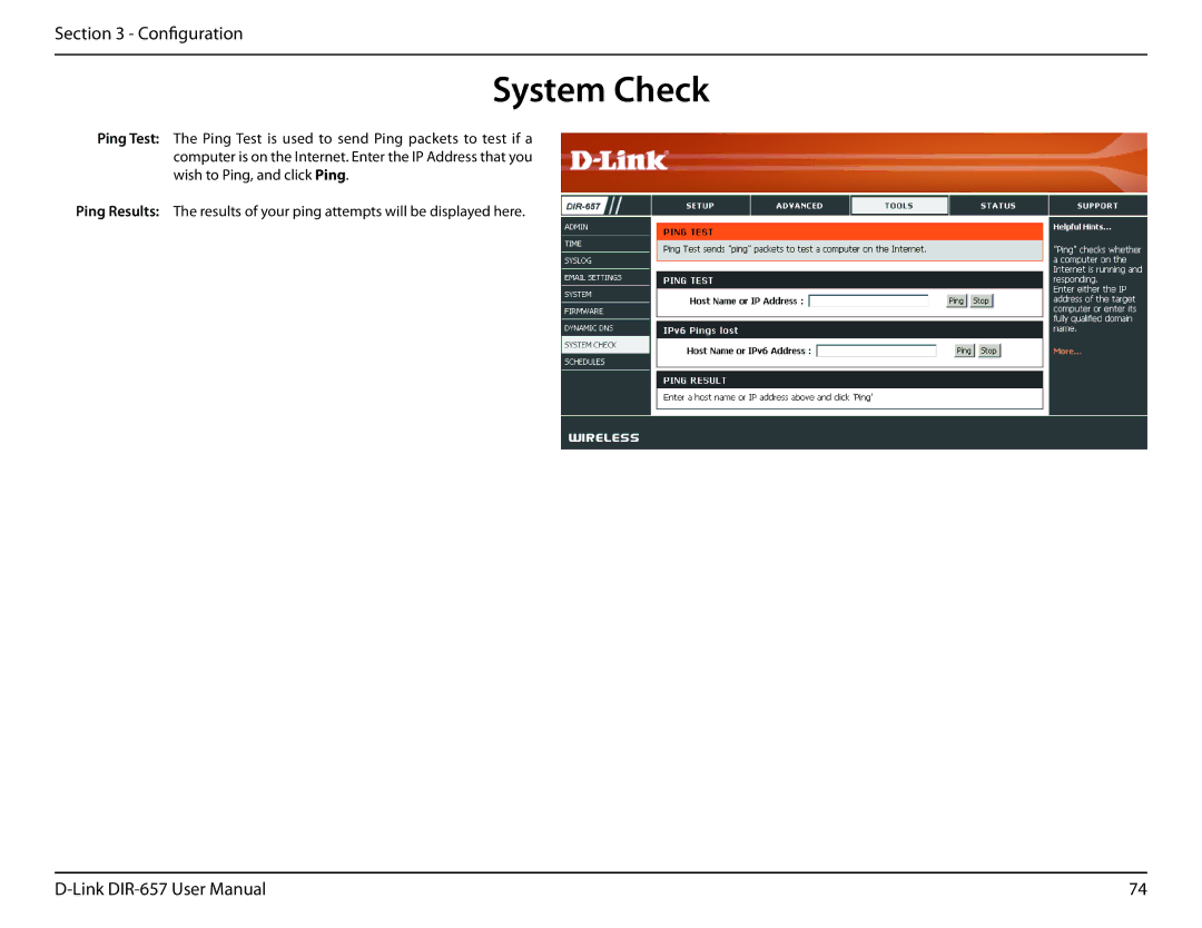 D-Link DIR-657 manual System Check 