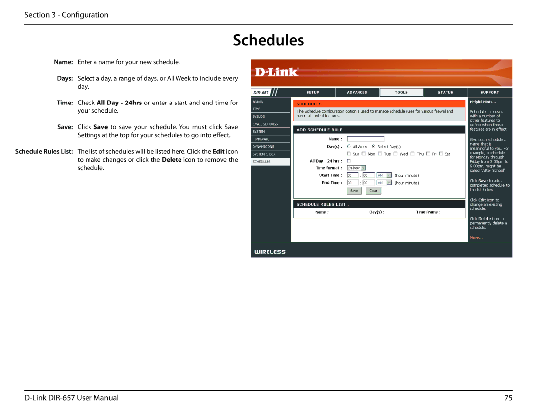 D-Link DIR-657 manual Schedules 